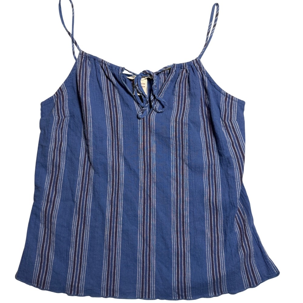 Abercrombie & Fitch Womens Blue Striped Cotton Tie Neck Cami Tank‎ Top Small Y2K